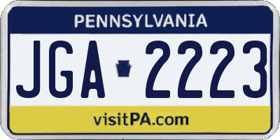 PA license plate JGA2223