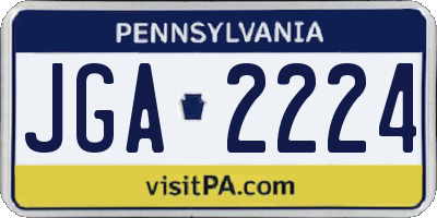 PA license plate JGA2224