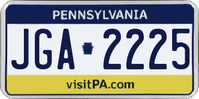 PA license plate JGA2225