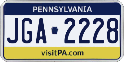 PA license plate JGA2228