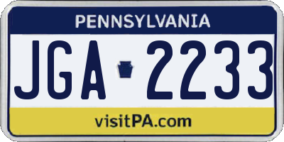 PA license plate JGA2233