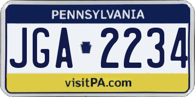 PA license plate JGA2234