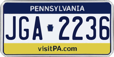 PA license plate JGA2236