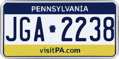 PA license plate JGA2238