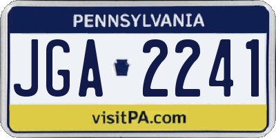 PA license plate JGA2241
