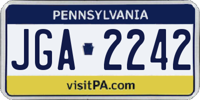 PA license plate JGA2242