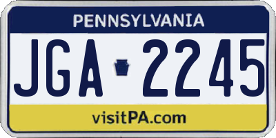 PA license plate JGA2245