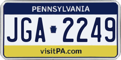 PA license plate JGA2249