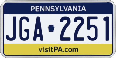 PA license plate JGA2251