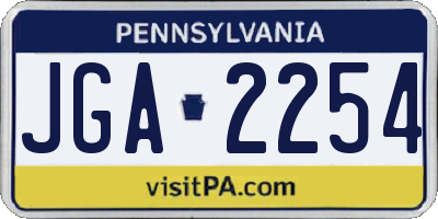 PA license plate JGA2254