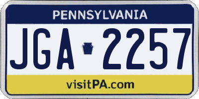 PA license plate JGA2257