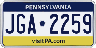 PA license plate JGA2259