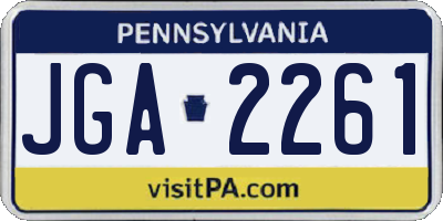PA license plate JGA2261