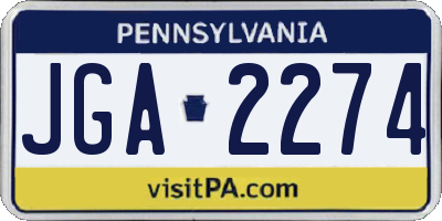 PA license plate JGA2274