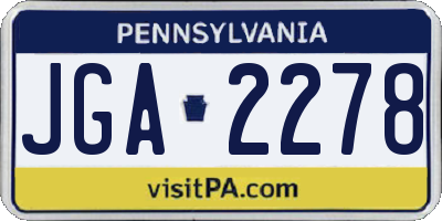 PA license plate JGA2278