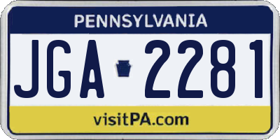 PA license plate JGA2281