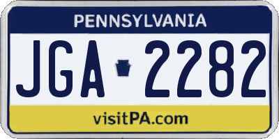 PA license plate JGA2282