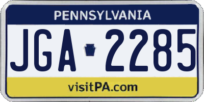 PA license plate JGA2285