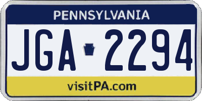 PA license plate JGA2294