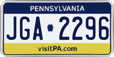 PA license plate JGA2296