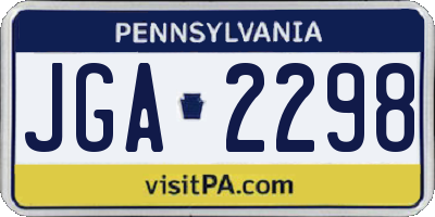 PA license plate JGA2298