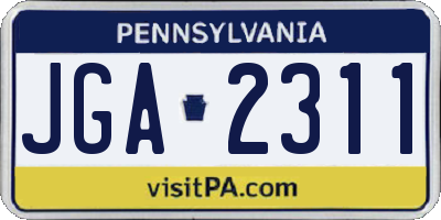 PA license plate JGA2311