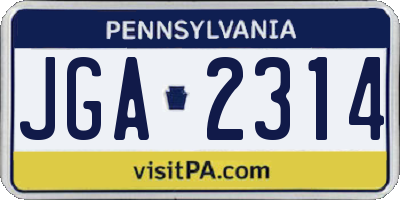 PA license plate JGA2314