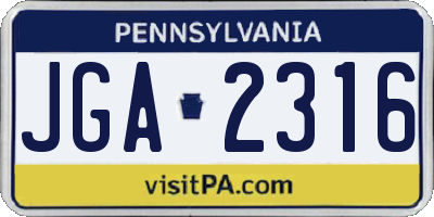 PA license plate JGA2316