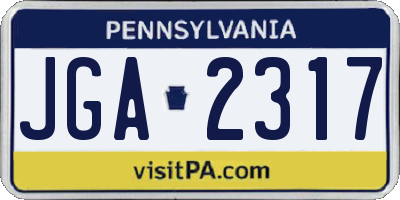 PA license plate JGA2317