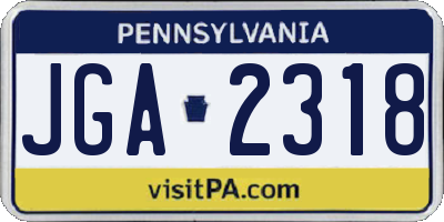 PA license plate JGA2318