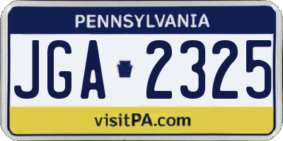 PA license plate JGA2325
