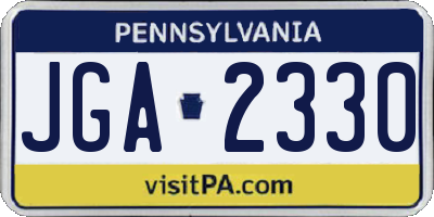 PA license plate JGA2330