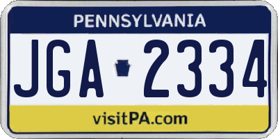 PA license plate JGA2334