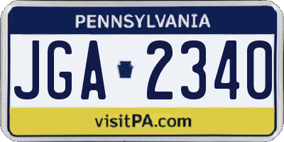 PA license plate JGA2340
