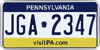 PA license plate JGA2347