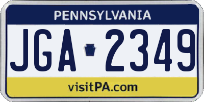 PA license plate JGA2349