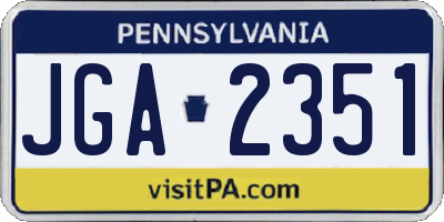 PA license plate JGA2351