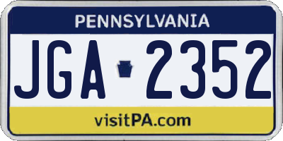 PA license plate JGA2352