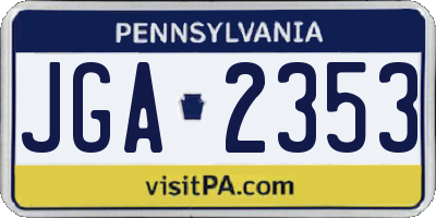PA license plate JGA2353