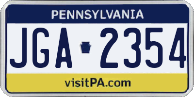 PA license plate JGA2354