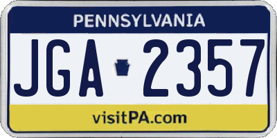 PA license plate JGA2357