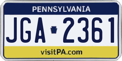 PA license plate JGA2361