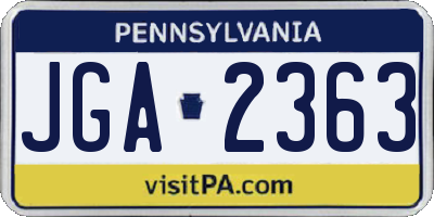 PA license plate JGA2363