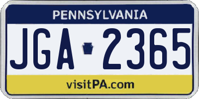 PA license plate JGA2365