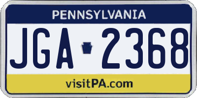 PA license plate JGA2368