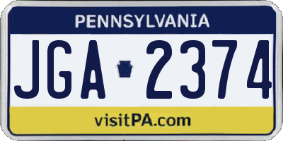 PA license plate JGA2374
