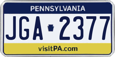 PA license plate JGA2377
