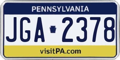 PA license plate JGA2378