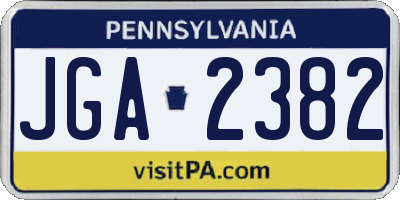 PA license plate JGA2382