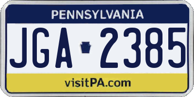 PA license plate JGA2385